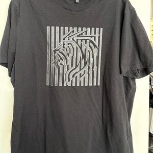 Express Black T-Shirt with Silver Lion Graphic